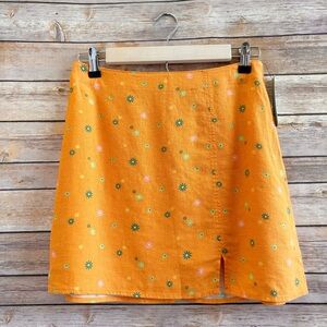 Abound Orange Floral Linen Blend Mini Skirt Size Small NWT